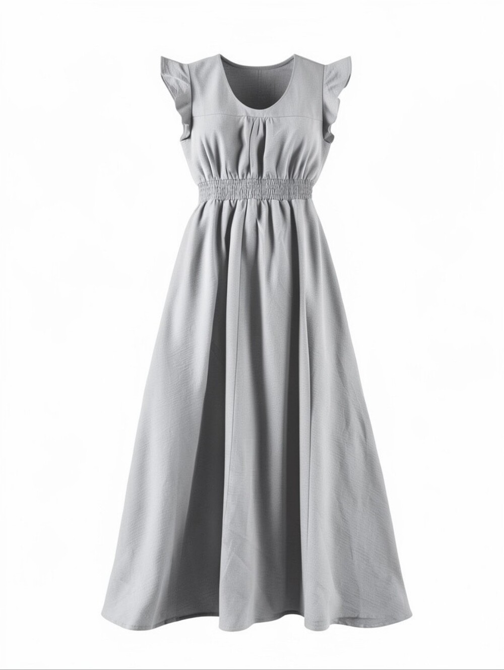 Haver London Women Sage Green Button-Front Maxi Dress with Smocked Waist